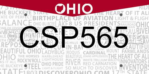 CSP565 Ohio License Plate