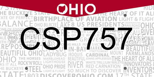CSP757 Ohio License Plate
