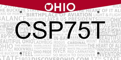 CSP75T Ohio License Plate