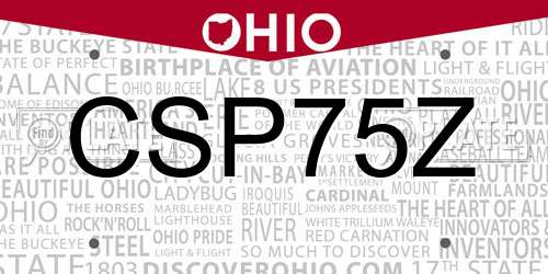CSP75Z Ohio License Plate