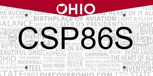 CSP86S Ohio License Plate