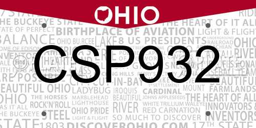 CSP932 Ohio License Plate