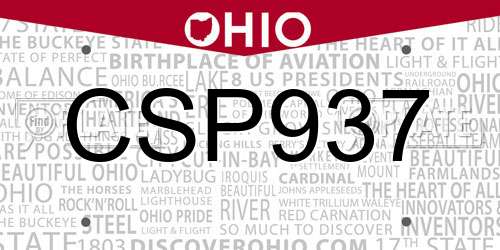 CSP937 Ohio License Plate