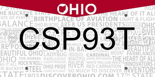 CSP93T Ohio License Plate