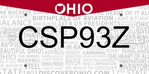 CSP93Z Ohio License Plate