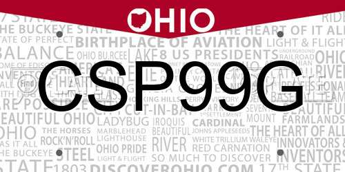 CSP99G Ohio License Plate