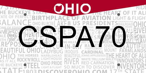 CSPA70 Ohio License Plate