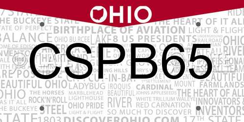 CSPB65 Ohio License Plate