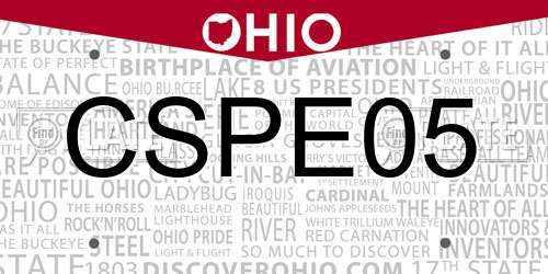 CSPE05 Ohio License Plate