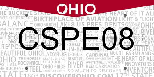 CSPE08 Ohio License Plate