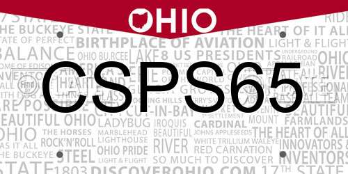 CSPS65 Ohio License Plate