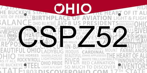CSPZ52 Ohio License Plate