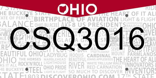 CSQ3016 Ohio License Plate