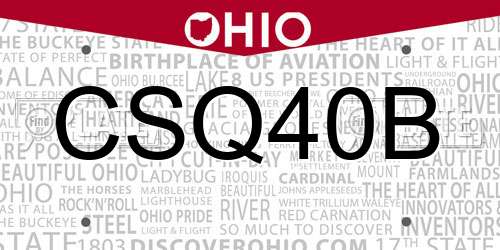CSQ40B Ohio License Plate