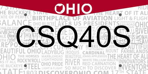 CSQ40S Ohio License Plate