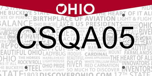 CSQA05 Ohio License Plate