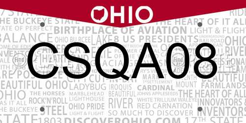 CSQA08 Ohio License Plate