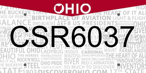 CSR6037 Ohio License Plate