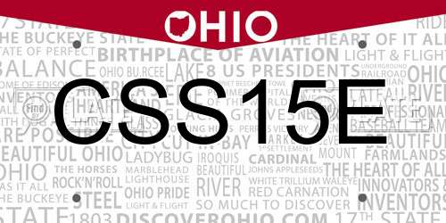 CSS15E Ohio License Plate