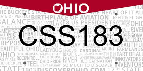 CSS183 Ohio License Plate