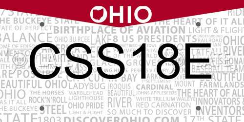 CSS18E Ohio License Plate
