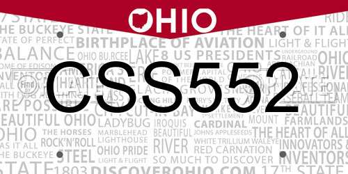 CSS552 Ohio License Plate