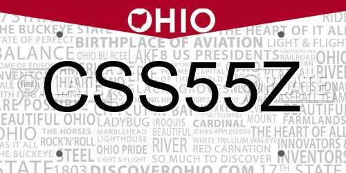 CSS55Z Ohio License Plate