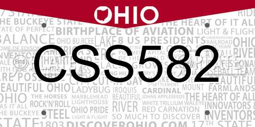 CSS582 Ohio License Plate