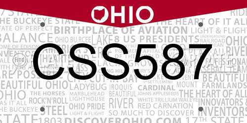 CSS587 Ohio License Plate