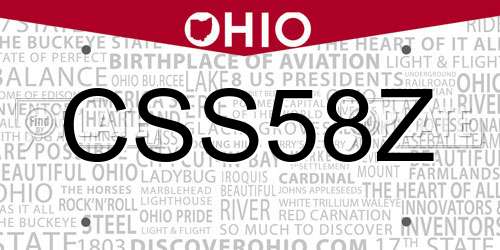 CSS58Z Ohio License Plate