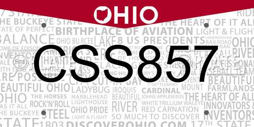 CSS857 Ohio License Plate