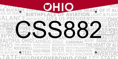 CSS882 Ohio License Plate
