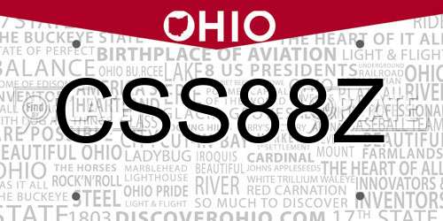 CSS88Z Ohio License Plate