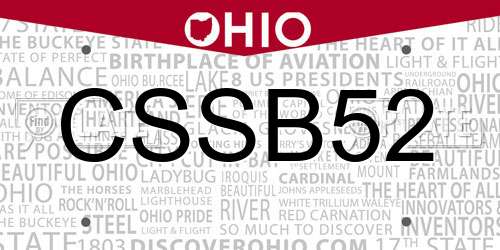 CSSB52 Ohio License Plate