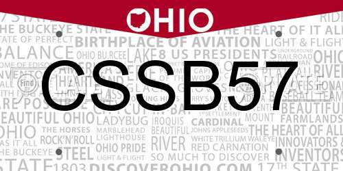 CSSB57 Ohio License Plate