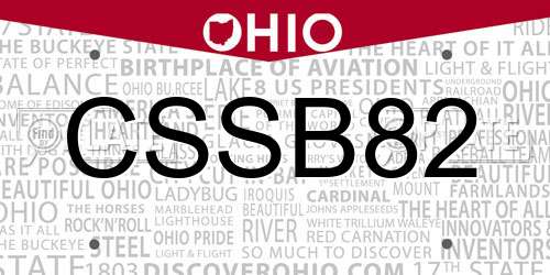 CSSB82 Ohio License Plate