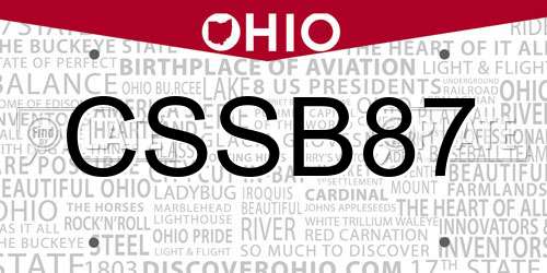 CSSB87 Ohio License Plate