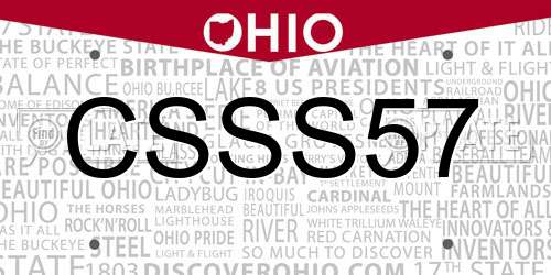 CSSS57 Ohio License Plate