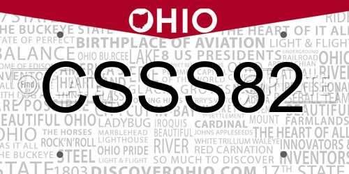 CSSS82 Ohio License Plate