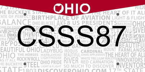 CSSS87 Ohio License Plate