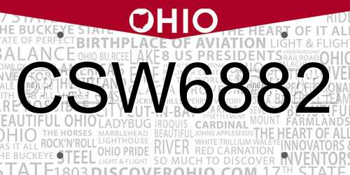 CSW6882 Ohio License Plate