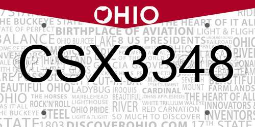 CSX3348 Ohio License Plate