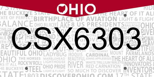 CSX6303 Ohio License Plate