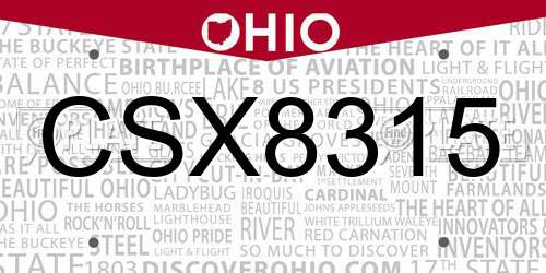 CSX8315 Ohio License Plate