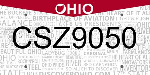 CSZ9050 Ohio License Plate