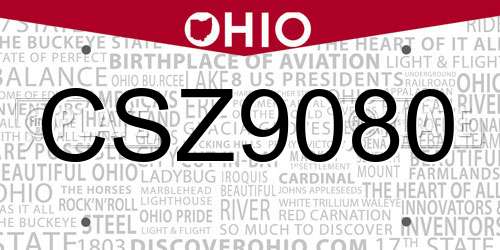 CSZ9080 Ohio License Plate