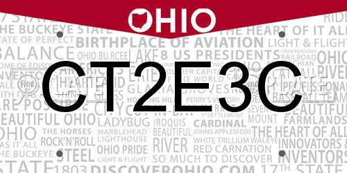 CT2E3C Ohio License Plate