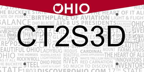 CT2S3D Ohio License Plate