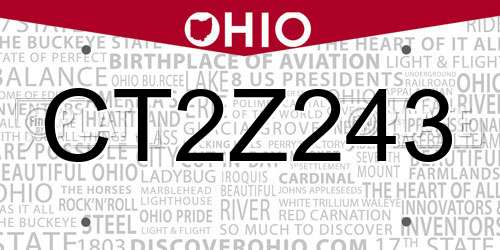 CT2Z243 Ohio License Plate