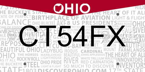 CT54FX Ohio License Plate
